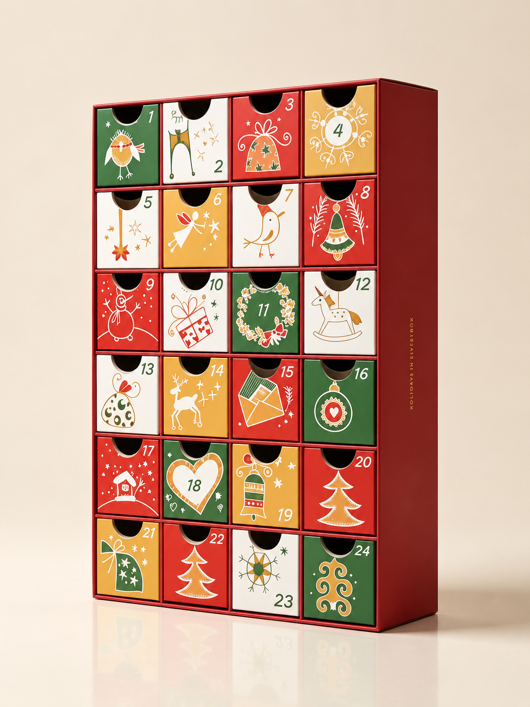 Classic 24-Day Drawer Advent Calendar Boxes
