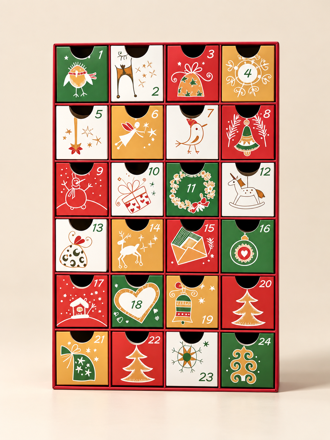 Classic 24-Day Drawer Advent Calendar Boxes