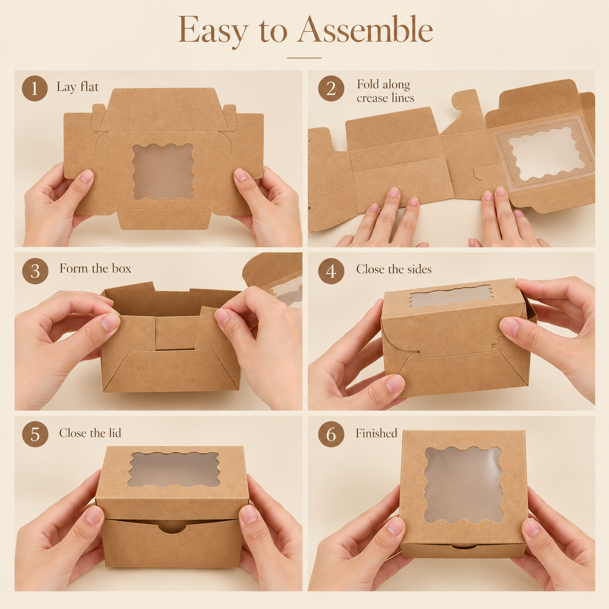 Mini Window Bakery & Gift Boxes (4x4x2 in, 20-Pack)