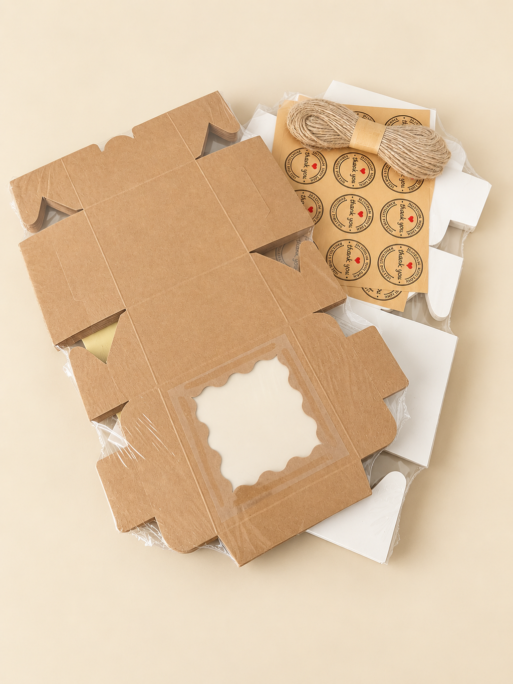 Mini Window Bakery & Gift Boxes (4x4x2 in, 20-Pack)
